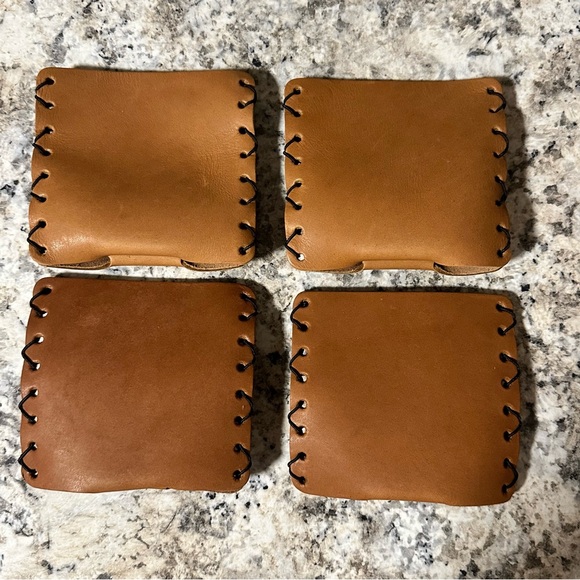 LEATHER CAN HOLDERS lot of 4 Mercedes-Benz Coozie for 12-16 oz cans. NWT - Picture 3 of 7